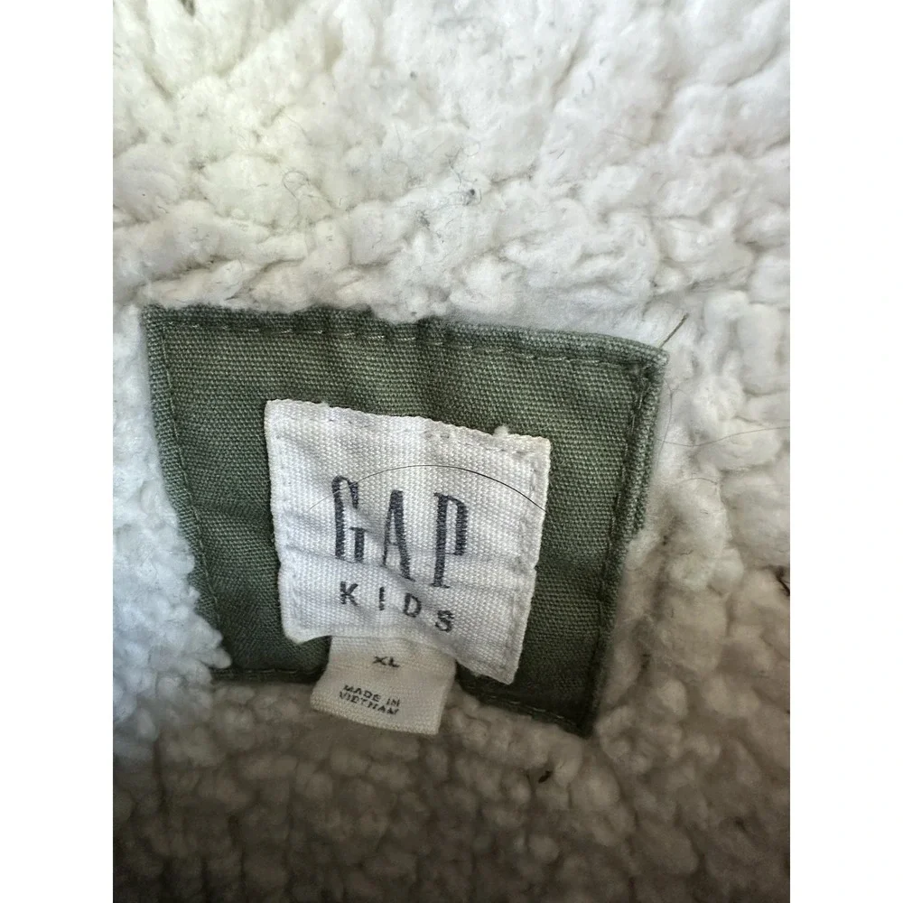 GAP Utility Army Jacket Hooded Fleece Lined Green Kid's Sz XL